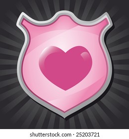Vector shield with reflection - crest - heart
