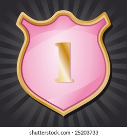 Vector shield with reflection - crest - one gold