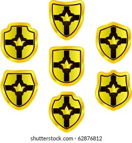 Vector shield set for design. Golden collection.