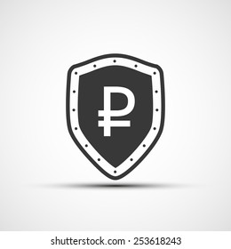 Vector shield with a shield and a sign of the ruble.