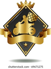 vector shield of silhouette of corridor of motorcycles