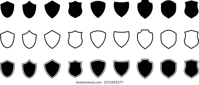 Vector Shield Silhouette and Line Marks Set