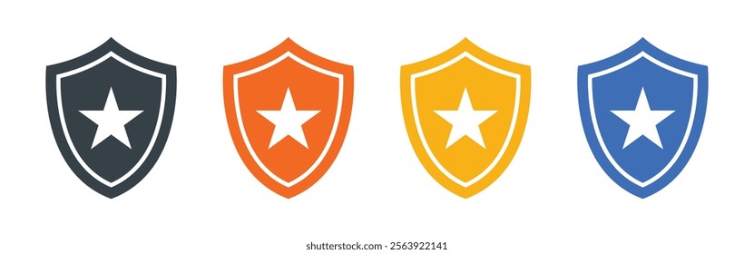 Vector Shield With Star Icon Set