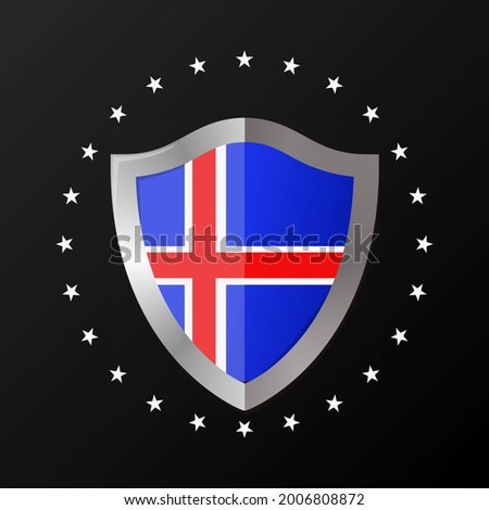 vector shield style 3d of Iceland