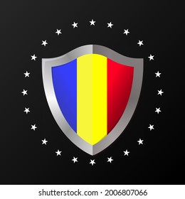 vector shield style 3d of Romania