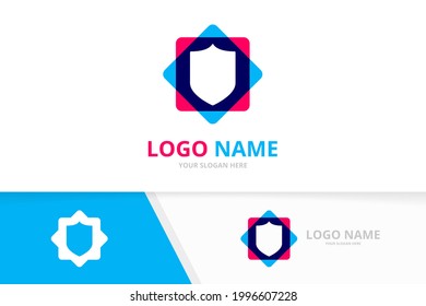 Vector shield tech logo. Cyber security logotype design template.