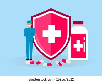 vector shield that protects drugs and is guarded by health workers