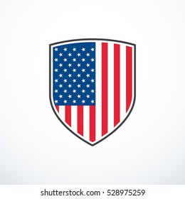 Vector shield with USA flag. USA shield