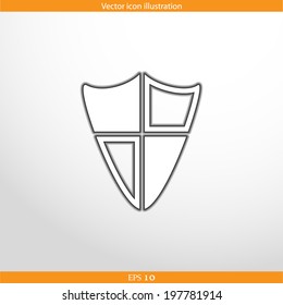 Vector shield web flat icon. Isolated on white.