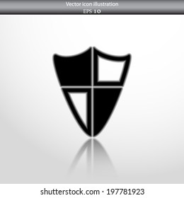 Vector shield web flat icon. Isolated on white.