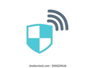 Vector of shield and wifi logo combination Security and signal symbol or icon Unique protect and radio internet logotype design template