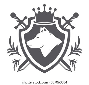 Vector shield with wolf design element