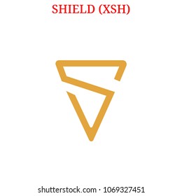 Vector SHIELD (XSH) digital cryptocurrency logo. SHIELD (XSH) icon. Vector illustration isolated on white background.