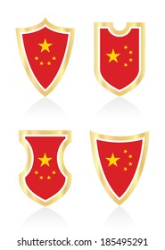 Vector shields with Chinese flag.