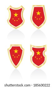 Vector shields with Chinese flag.