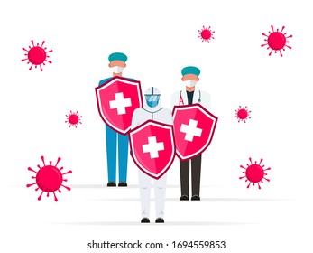 vector shields and doctors who are on duty, protect and fight the virus medically