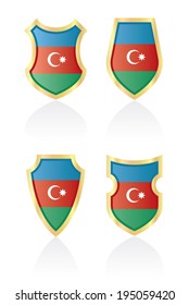 Vector shields with flag of Azerbaijan.