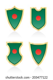 Vector shields with flag of Bangladesh.