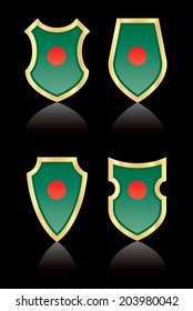 Vector shields with flag of Bangladesh.