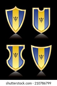 Vector shields with flag of Barbados.