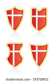 Vector shields with flag of Denmark.