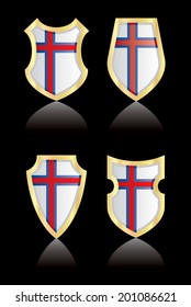 Vector shields with flag of Faroe Islands.