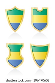 Vector shields with flag of Gabon.