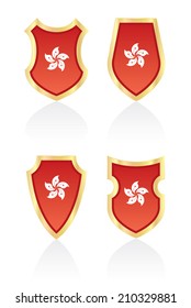 Vector shields with flag of Hong Kong.