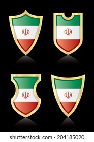 Vector shields with flag of Iran.