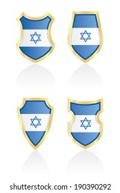 Vector shields with flag of Israel.