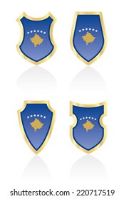 Vector shields with flag of Kosovo.