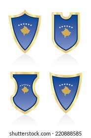 Vector shields with flag of Kosovo.