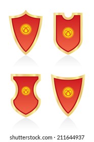 Vector shields with flag of Kyrgyzstan.