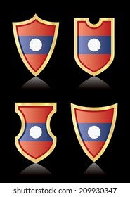 Vector shields with flag of Laos.