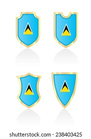 Vector shields with flag of Saint Lucia.