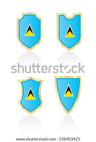 Vector shields with flag of Saint Lucia.