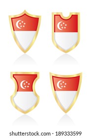 Vector shields with flag of Singapore.