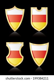 Vector shields with flag of South Ossetia.