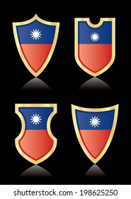 Vector shields with flag of Taiwan.