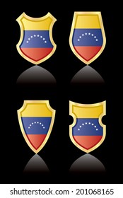 Vector shields with flag of Venezuela.