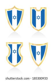 Vector shields with Israel flag.