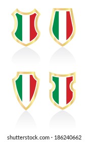 Vector shields with Italian flag.