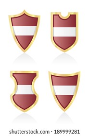 Vector shields with Latvian flag.
