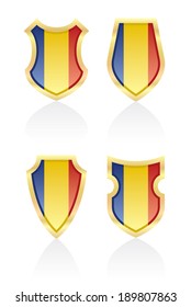 Vector shields with Romanian flag.