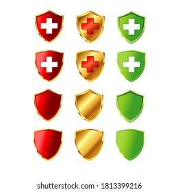 Vector shields, security and protection symbols
