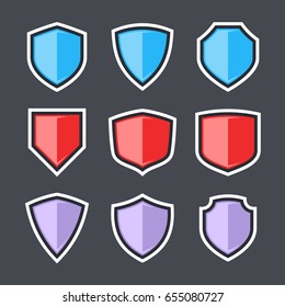 Vector shields, security and protection symbols