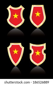 Vector shields with Vietnamese flag.