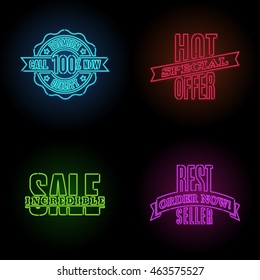 vector shine neon trendy pattern set of trade reduction proposal and quality product tag colour color classic sundown crowd isolated colourful special black heap colorful numeric red fashionable noctu