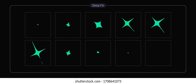 Vektorillustration Shine VFX. Shine animation sprite sheet for Video Game, Cartoon, Animation and motion design. 2D Classic Shine light FX. EPS10-Vektorillustration-Illustration.