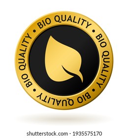 vector shining bio leaf, quality gold medal 